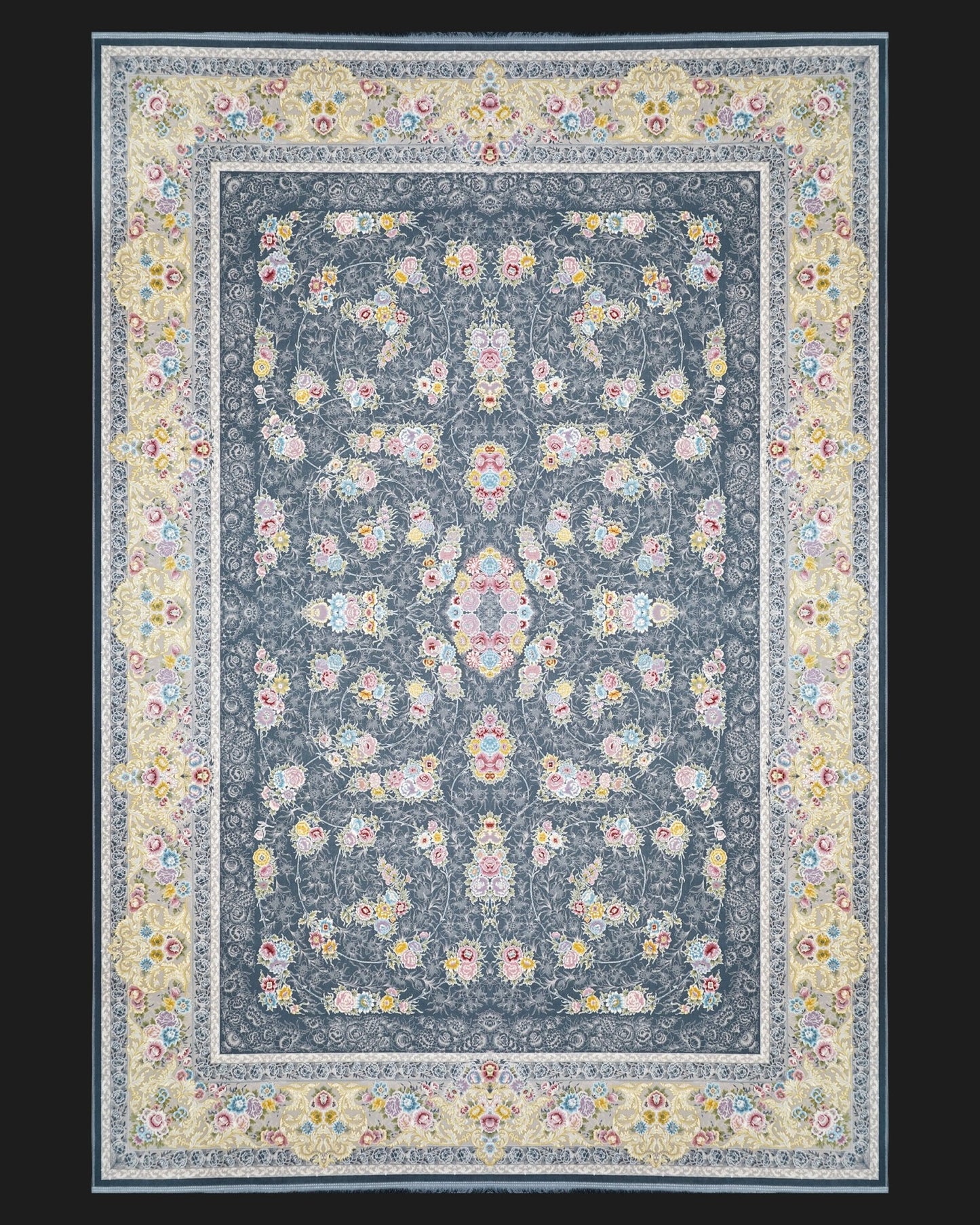 Charcoal Bloom Floral Rug - beUNIQ