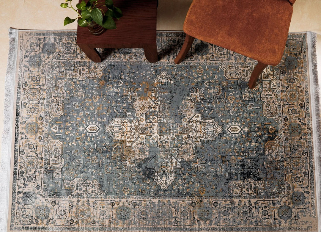 Modern Faded Area Rug Amelia Vintage Design 5mm Pile - beUNIQ - Amelia rug - 60cm x 180cm - bedroom rug