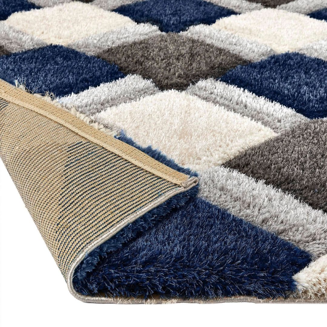 Origins 3D Geo Shaggy Rug Navy Geometric Patterned - beUNIQ - 3D Geo Rug - 60x110 - Created by Product Upload