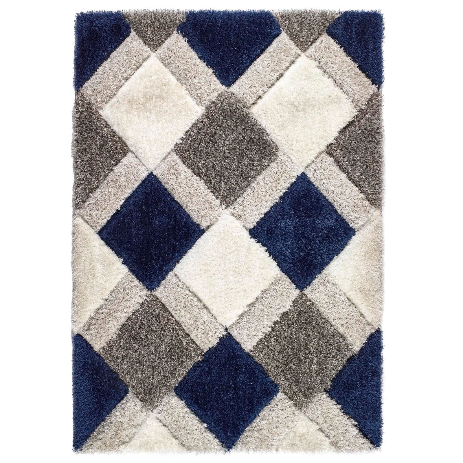 Origins 3D Geo Shaggy Rug Navy Geometric Patterned - beUNIQ - 3D Geo Rug - 60x110 - Created by Product Upload