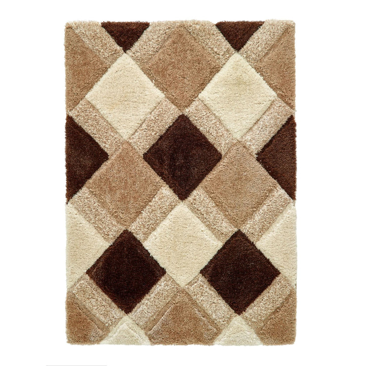 Origins 3D Geo Shaggy Beige Carved Geometric Polyester Rug - beUNIQ - 3D carved rug - 80cm x 150cm - beige shaggy rug