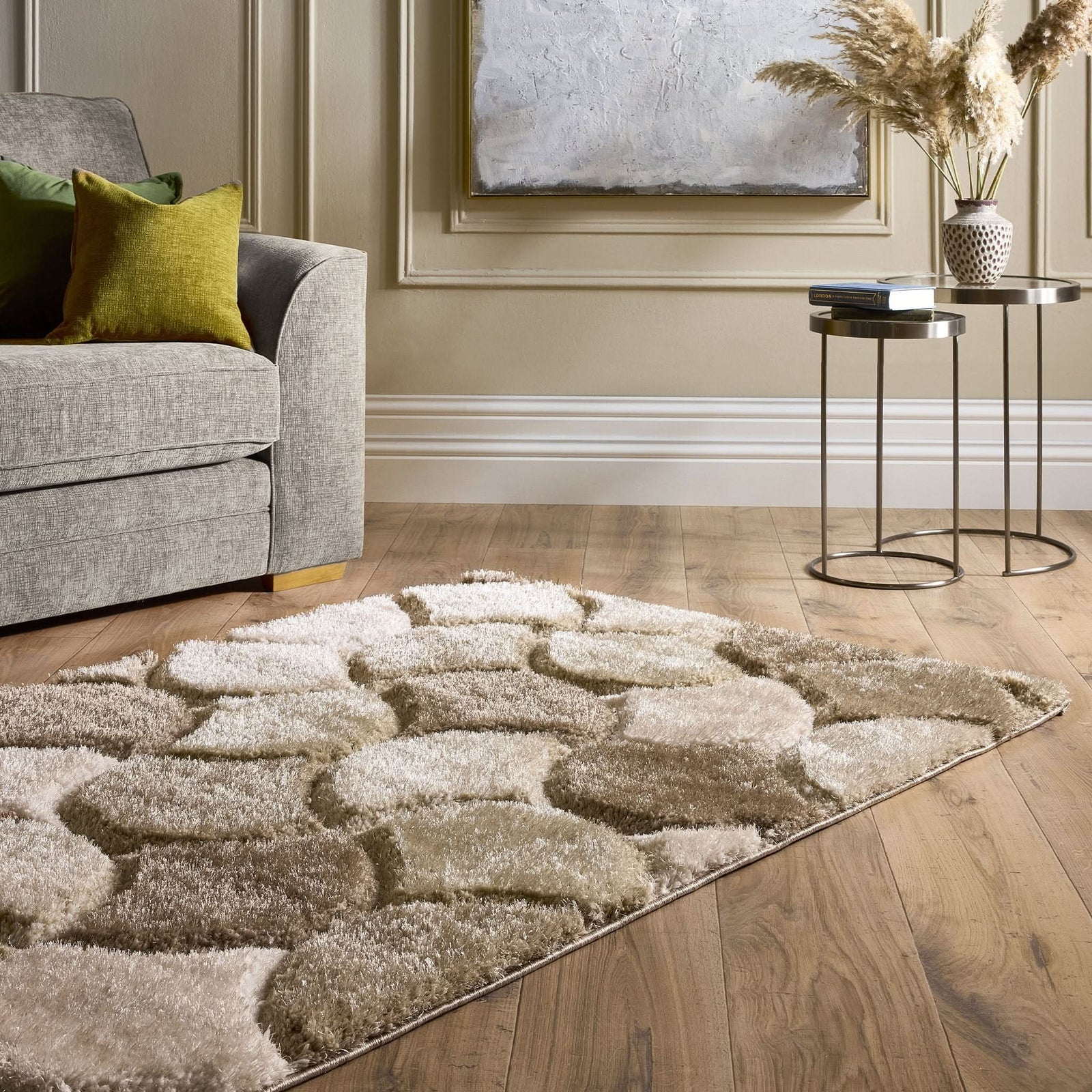 Origins 3D Scallop Neutral Carved Rug Soft Textured Floor Covering - beUNIQ - 3D Scallop Rug - 80x150 - Anti - shed Rug