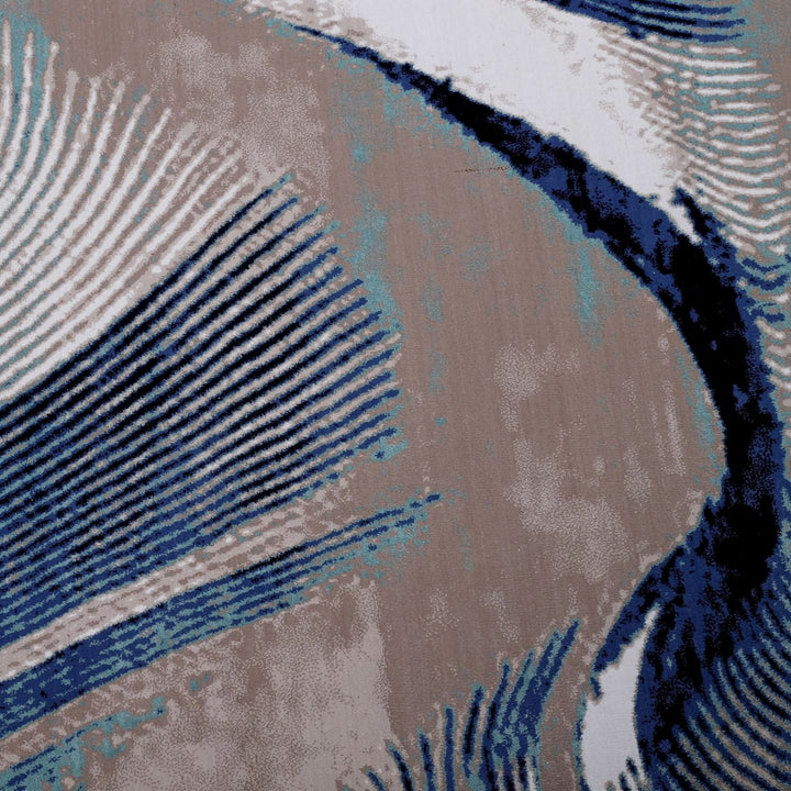 Modern Area Rug Amelia Abstract Design Blue Cream - beUNIQ - abstract rug - Round 100cm x 100cm - Amelia rug