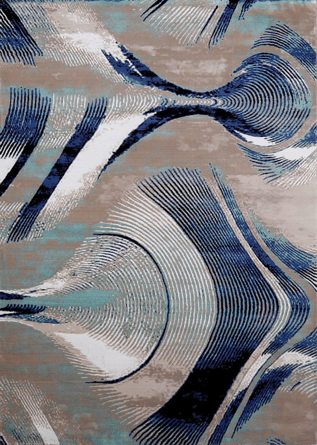 Modern Area Rug Amelia Abstract Design Blue Cream - beUNIQ - abstract rug - Round 100cm x 100cm - Amelia rug