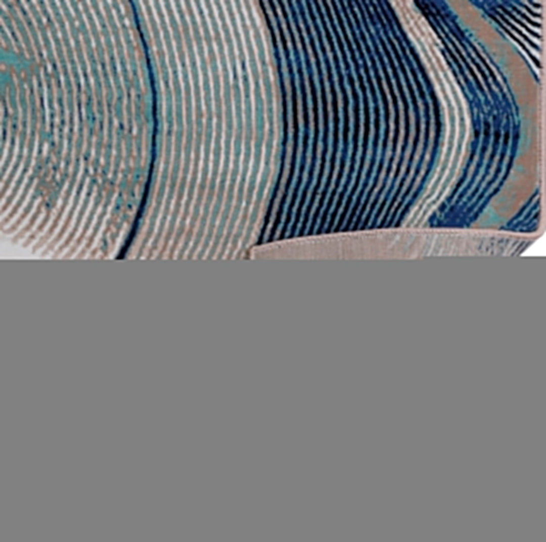 Modern Area Rug Amelia Abstract Design Blue Cream - beUNIQ - abstract rug - Round 100cm x 100cm - Amelia rug
