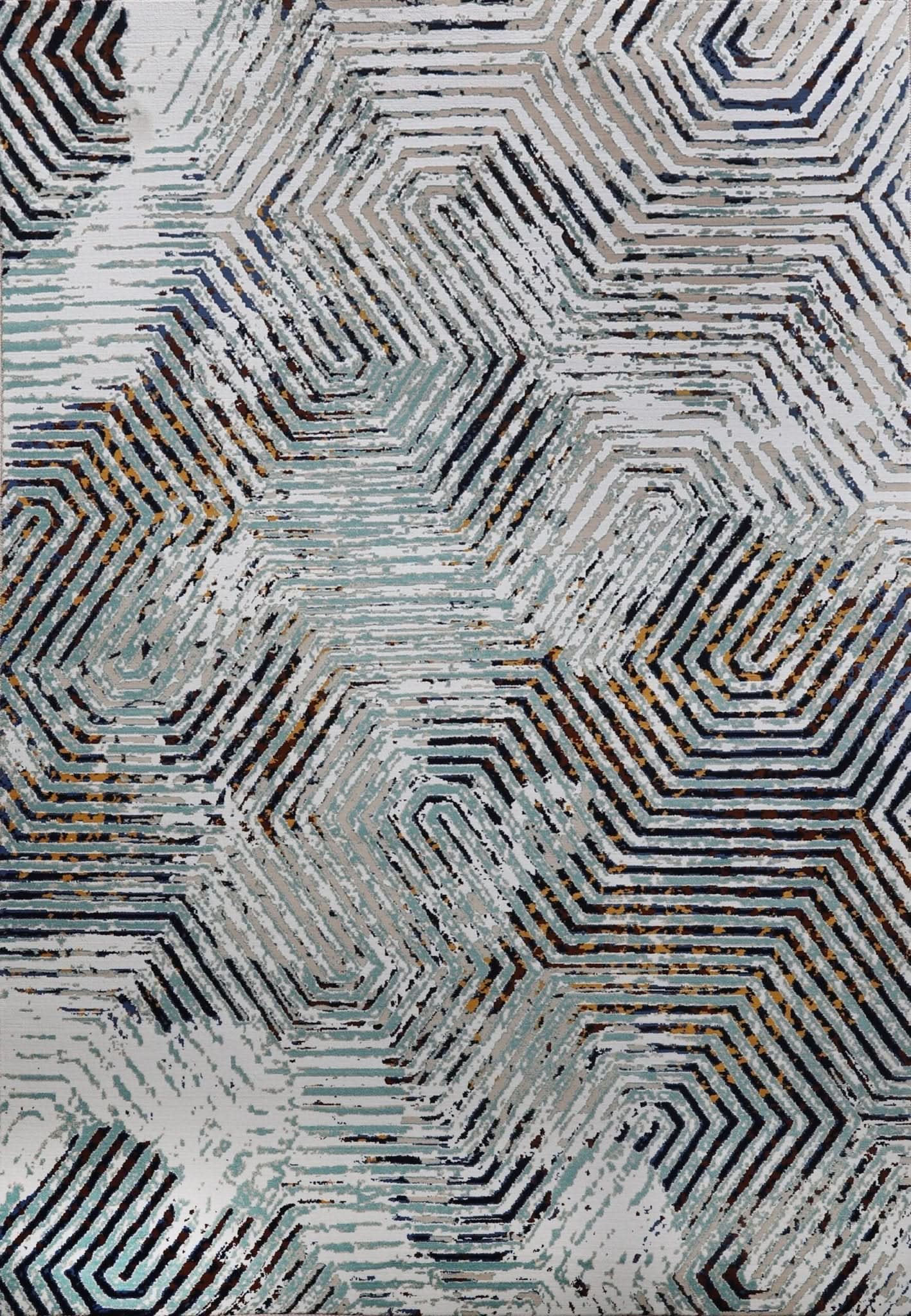 Modern Area Rug Amelia Abstract Polypropylene Blue Grey - beUNIQ - abstract rug - Round 100cm x 100cm - Amelia AM009