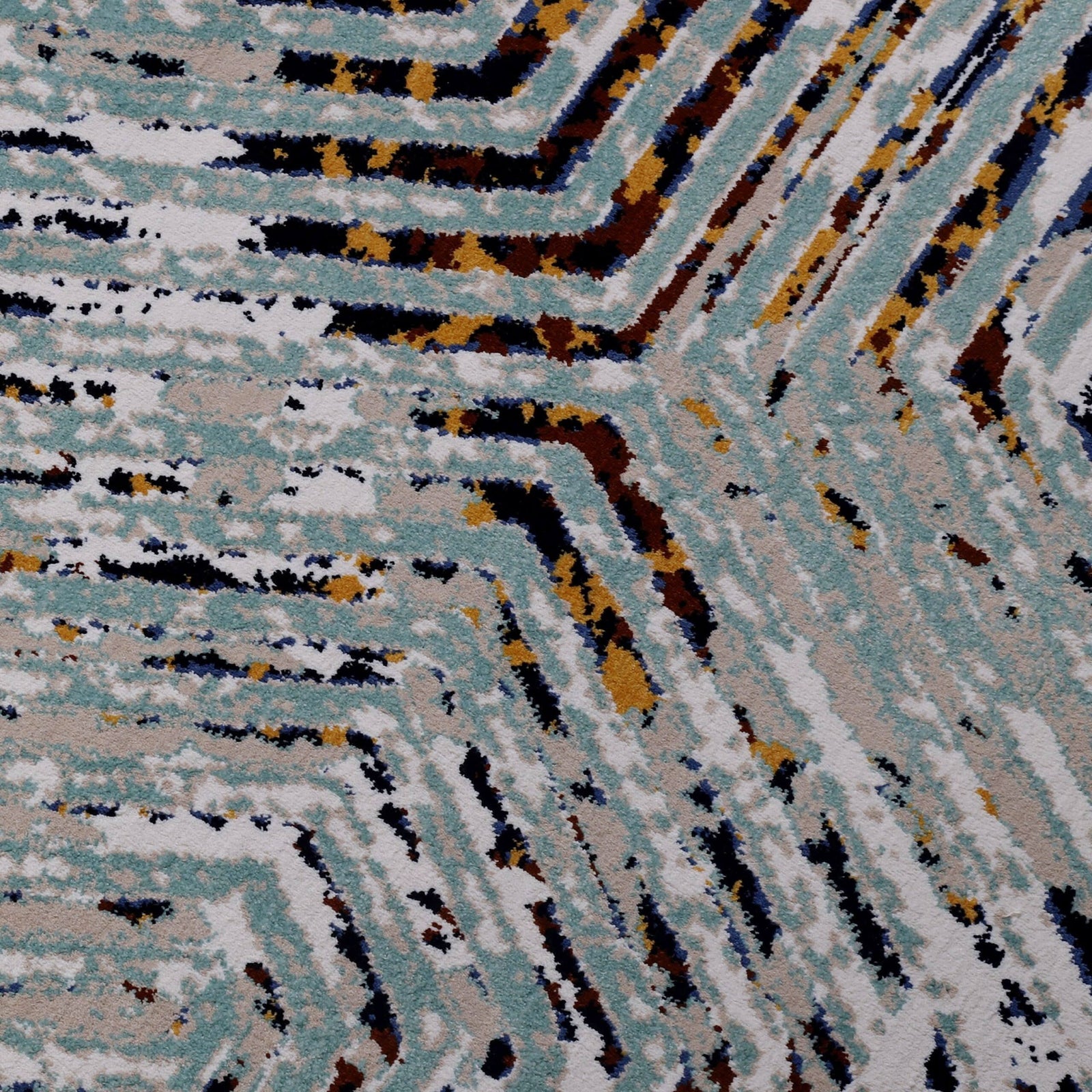 Modern Area Rug Amelia Abstract Polypropylene Blue Grey - beUNIQ - abstract rug - Round 100cm x 100cm - Amelia AM009