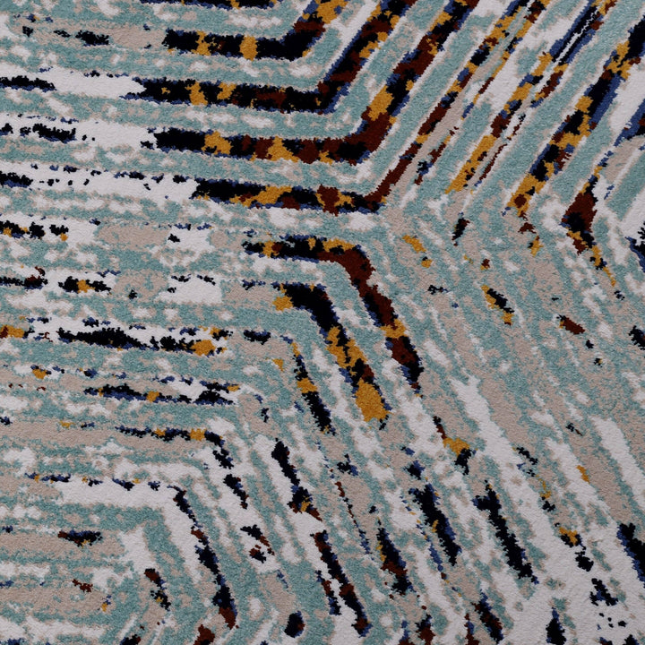 Modern Area Rug Amelia Abstract Polypropylene Blue Grey - beUNIQ - abstract rug - Round 100cm x 100cm - Amelia AM009