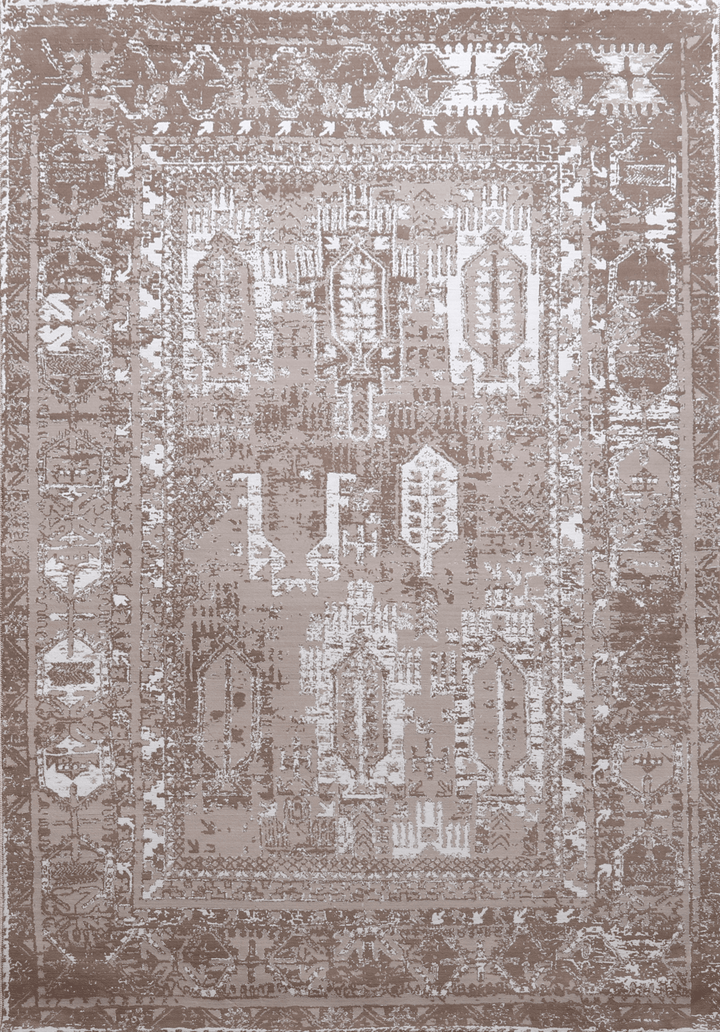 Bohemian Area Rug Amelia AM011 Stain Resistant Polypropylene Beige - beUNIQ - Amelia collection - Round 100cm x 100cm - area rug