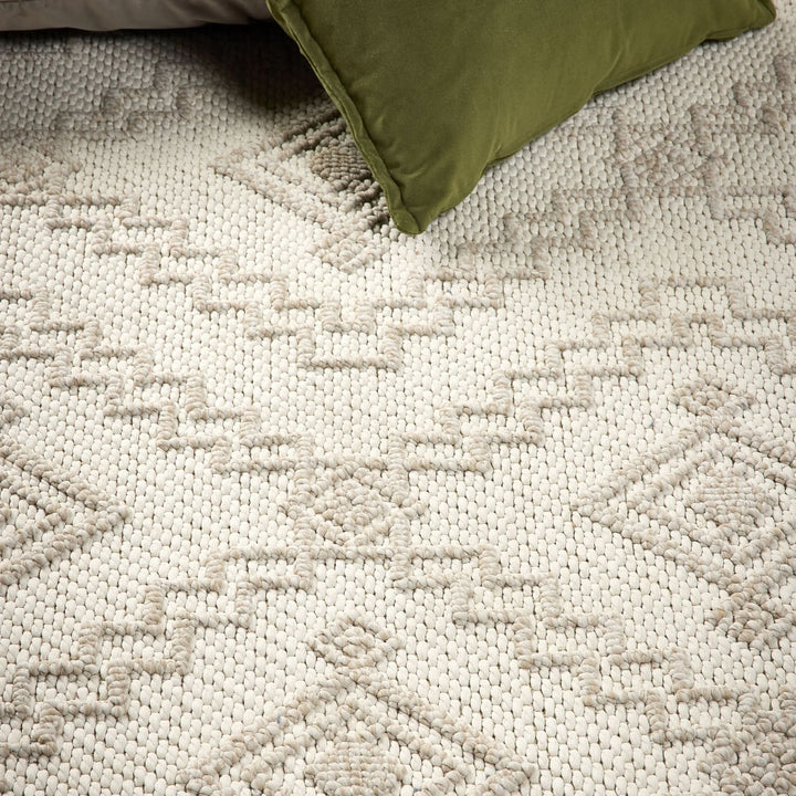 Origins Atlas Diamond Rectangular Rug Cream Raised Pattern - beUNIQ - cream diamond rug - 120x170 - Created by Product Upload