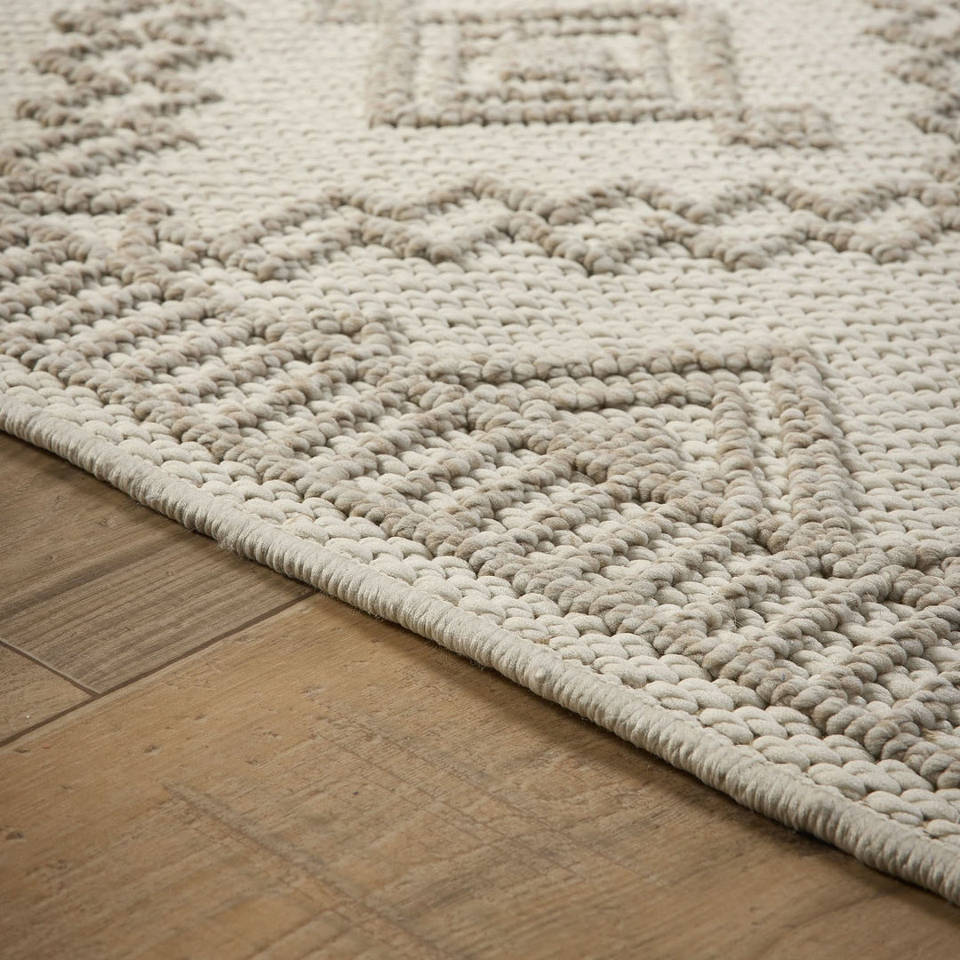 Origins Atlas Diamond Rectangular Rug Cream Raised Pattern - beUNIQ - cream diamond rug - 120x170 - Created by Product Upload