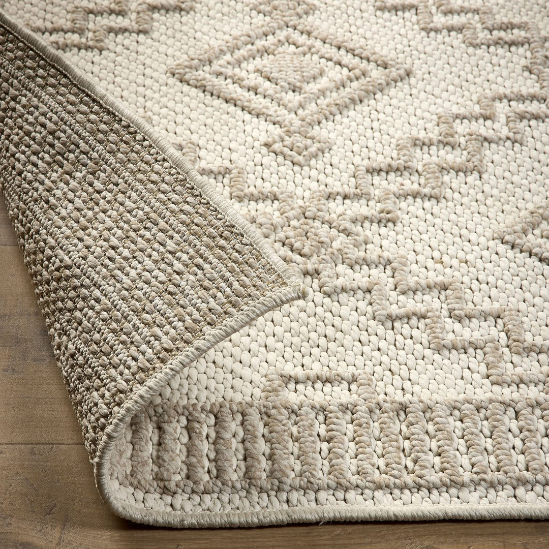 Origins Atlas Diamond Rectangular Rug Cream Raised Pattern - beUNIQ - cream diamond rug - 120x170 - Created by Product Upload