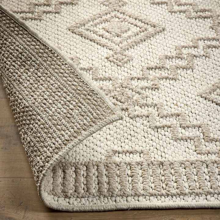Origins Atlas Diamond Rectangular Rug Cream Raised Pattern - beUNIQ - cream diamond rug - 120x170 - Created by Product Upload