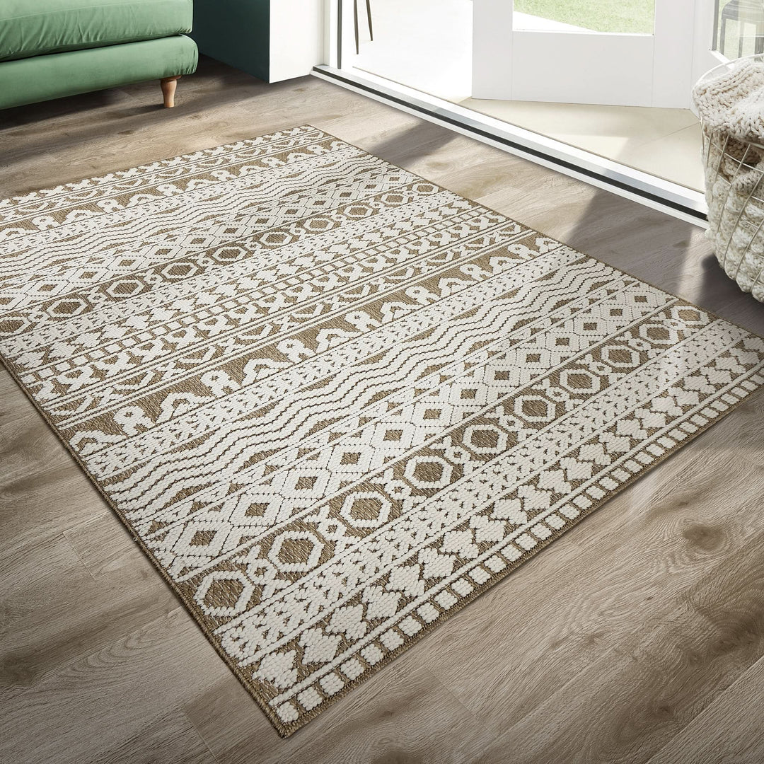 Origins Atlas Graphic Coffee Rug Block Stripe Polyester - beUNIQ - Coffee Block Stripe Rug - 120x170 - Created by Product Upload