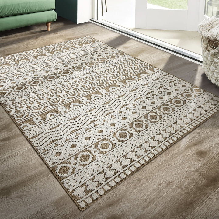 Origins Atlas Graphic Coffee Rug Block Stripe Polyester - beUNIQ - Coffee Block Stripe Rug - 120x170 - Created by Product Upload