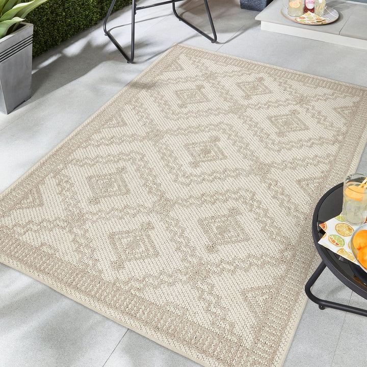 Origins Atlas Diamond Rectangular Rug Cream Raised Pattern - beUNIQ - cream diamond rug - 120x170 - Created by Product Upload