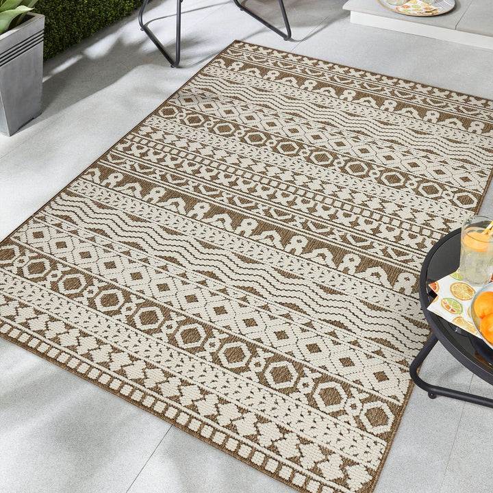 Origins Atlas Graphic Coffee Rug Block Stripe Polyester - beUNIQ - Coffee Block Stripe Rug - 120x170 - Created by Product Upload