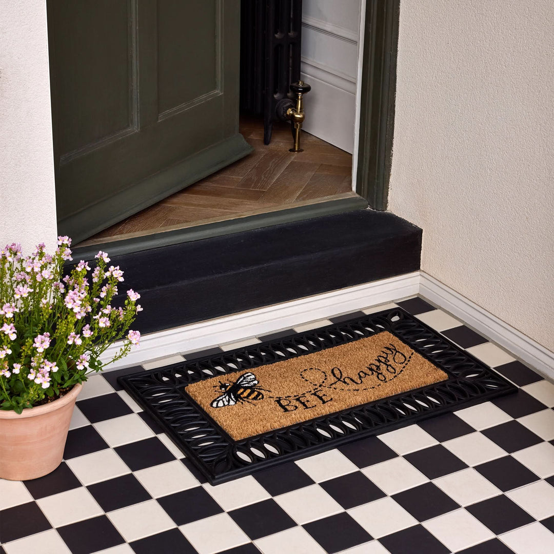 Phoenox Textiles My Mat Coir Insert Bee Happy 23x53cm - beUNIQ - bee happy mat - coir door mat