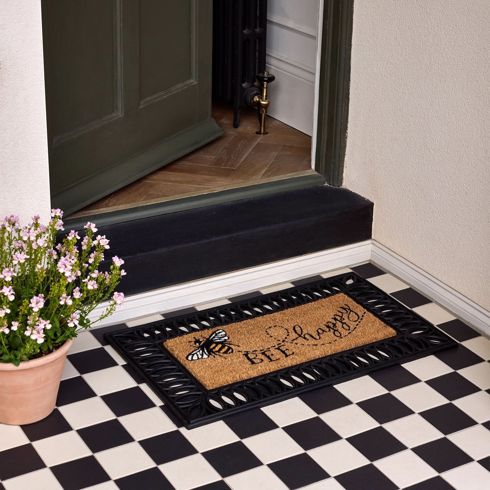 Phoenox Textiles My Mat Coir Insert Bee Happy 23x53cm - beUNIQ - bee happy mat - coir door mat