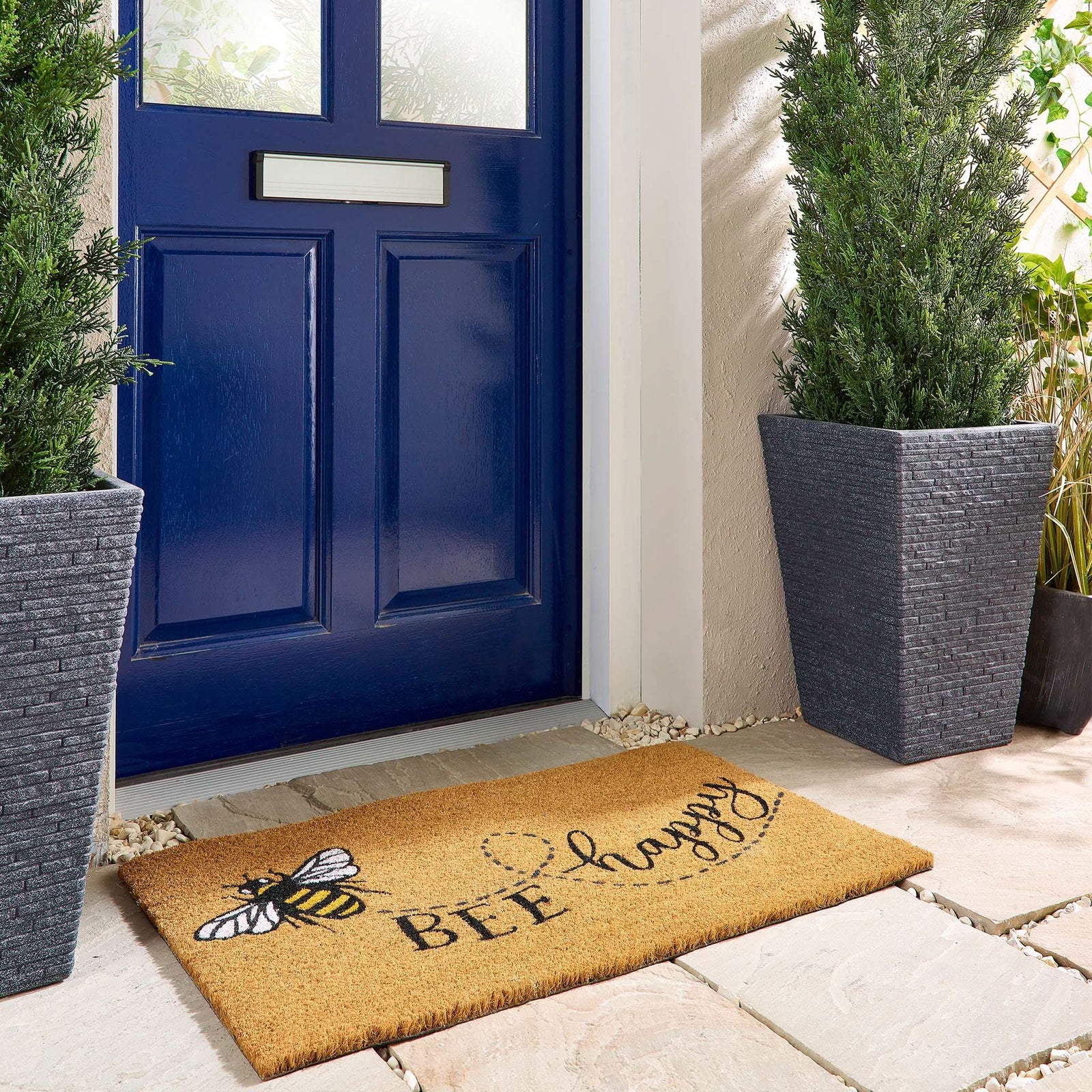 My Mat Bee Happy Printed Coir Doormat 45x75cm - beUNIQ - Bee Happy Doormat - Coir Entrance Mat
