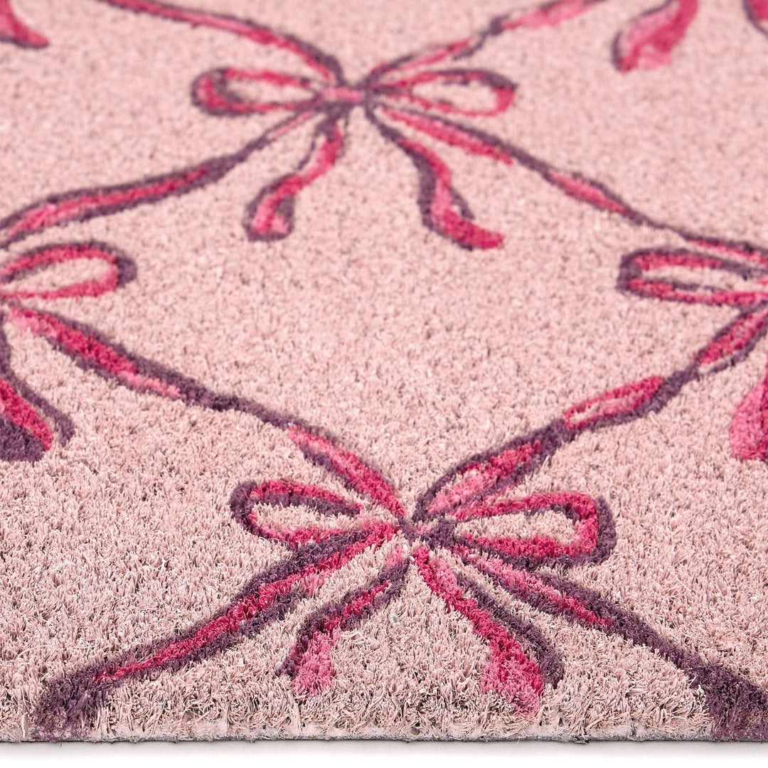 Phoenox Textiles Printed Coir Door Mat Blush Bows 45x75cm - beUNIQ - blush bow mat - coir door mat