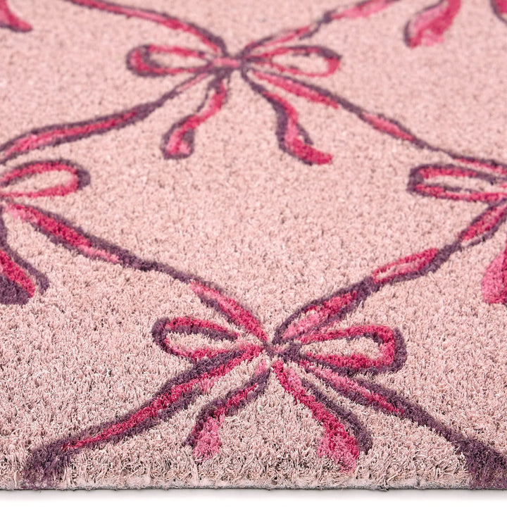 Phoenox Textiles Printed Coir Door Mat Blush Bows 45x75cm - beUNIQ - blush bow mat - coir door mat