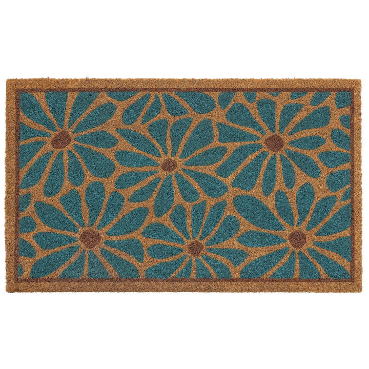 My Mat Boho Floral Printed Coir Doormat Blue 45x75cm - beUNIQ - blue floral mat - boho door mat