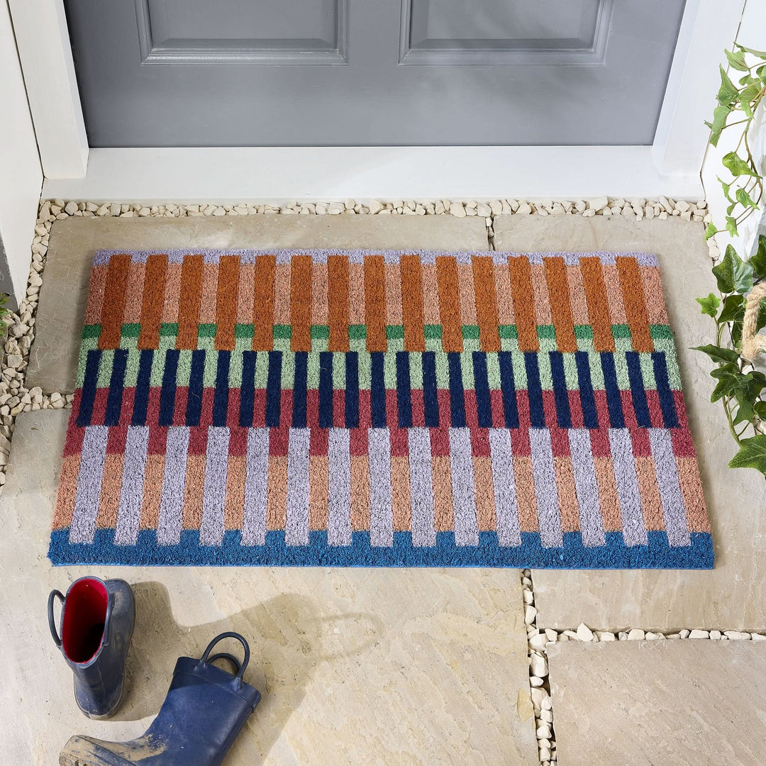 My Mat Printed Coir Doormat Bright Broken Stripe 45x75cm - beUNIQ - bright stripe mat - coir doormat