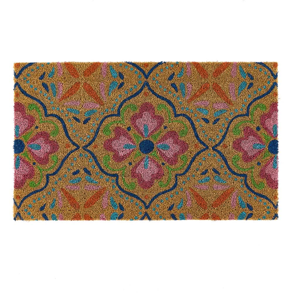 My Mat Printed Coir Doormat Bright Tile Design 45x75cm - beUNIQ - bright tile doormat - coir doormat