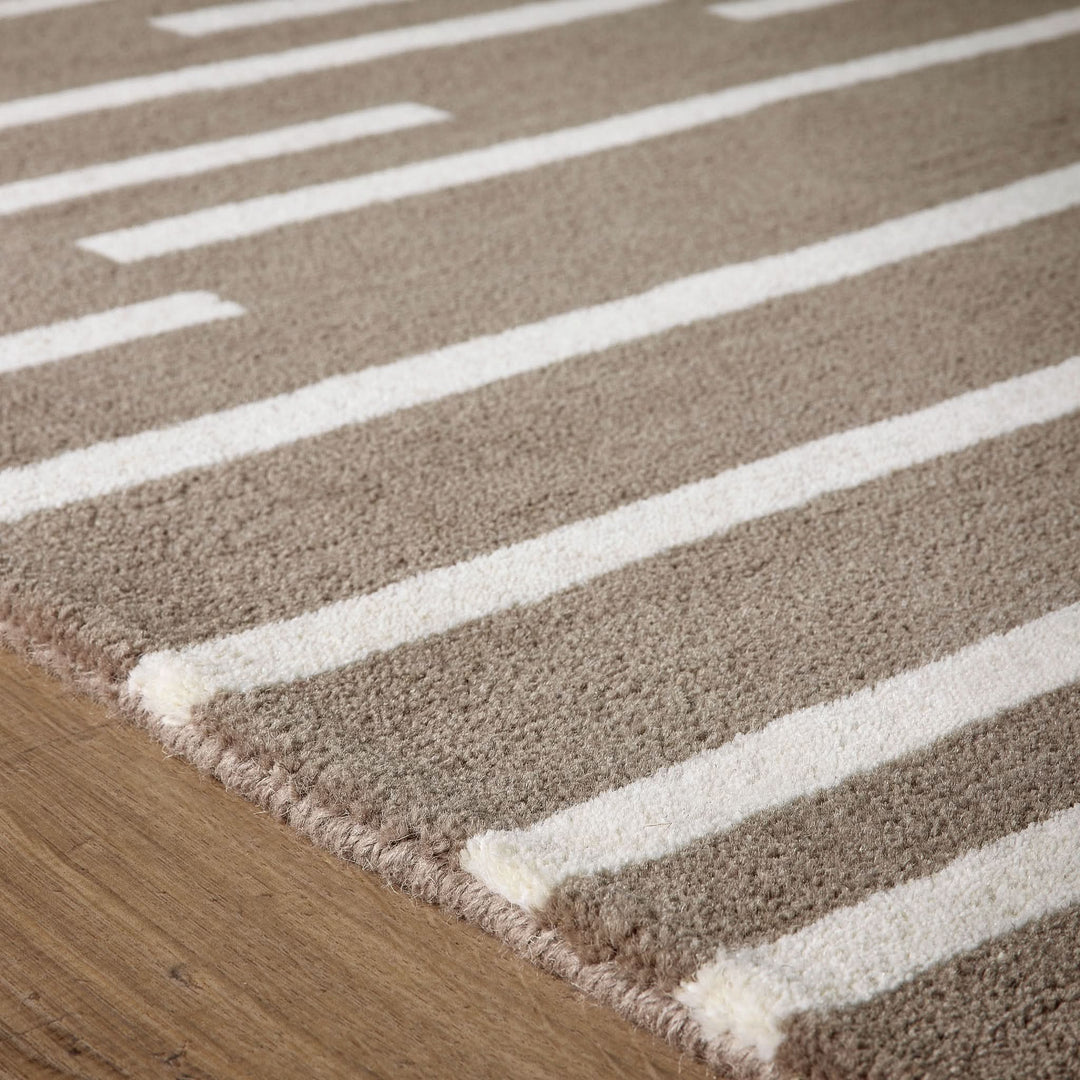 Origins Broken Stripe Beige Wool Patterned Living Room Rug - beUNIQ - beige stripe rug - 80x150 - Created by Product Upload
