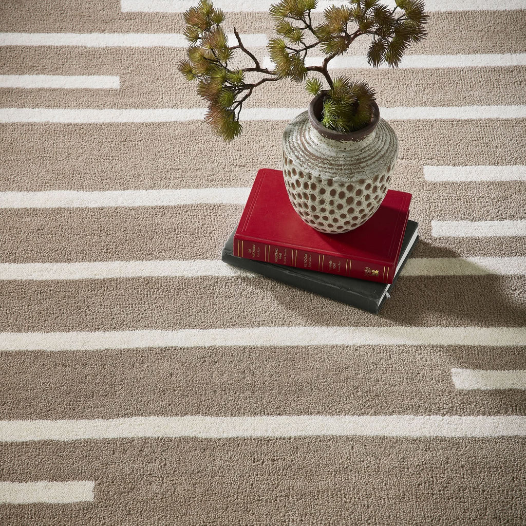Origins Broken Stripe Beige Wool Patterned Living Room Rug - beUNIQ - beige stripe rug - 80x150 - Created by Product Upload