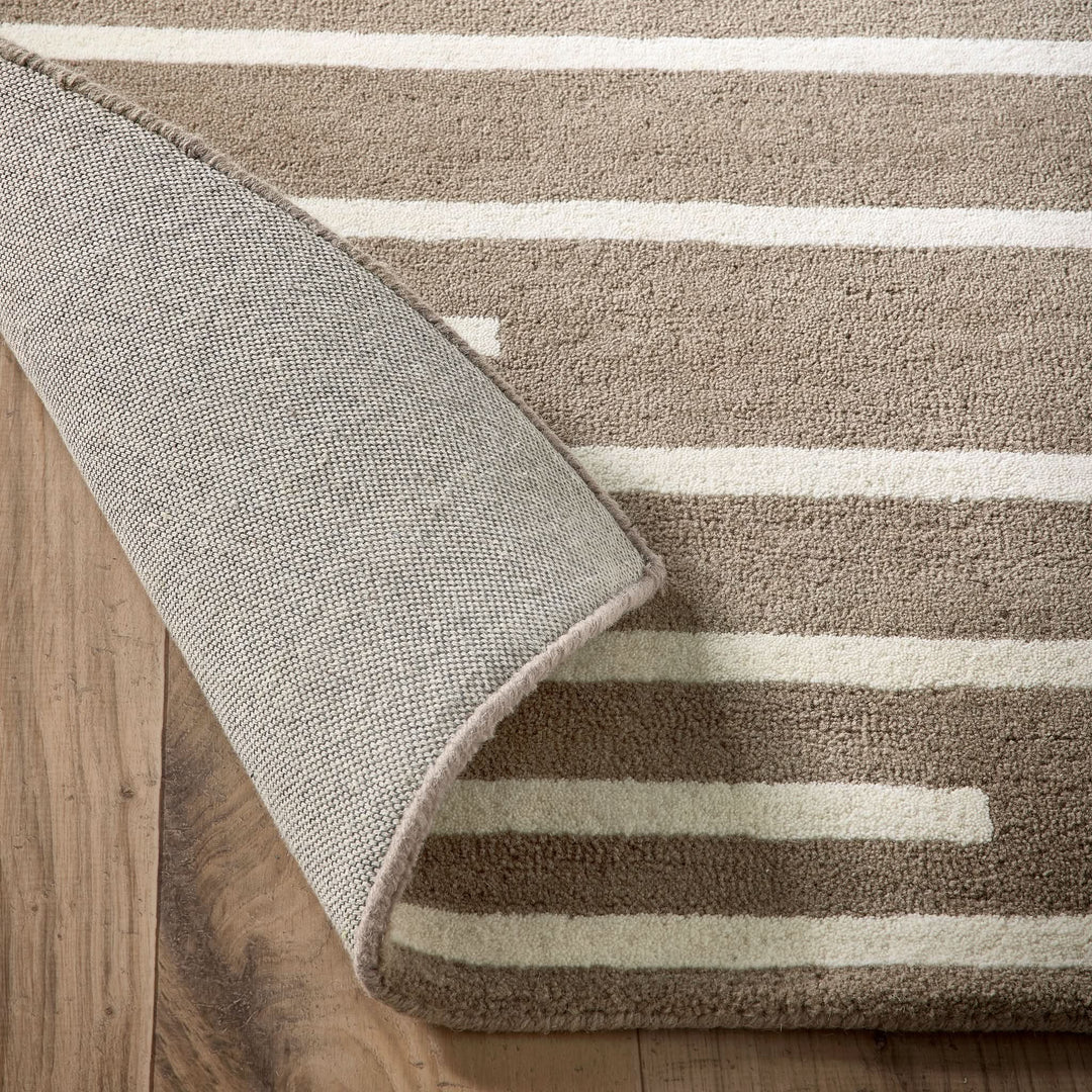 Origins Broken Stripe Beige Wool Patterned Living Room Rug - beUNIQ - beige stripe rug - 80x150 - Created by Product Upload