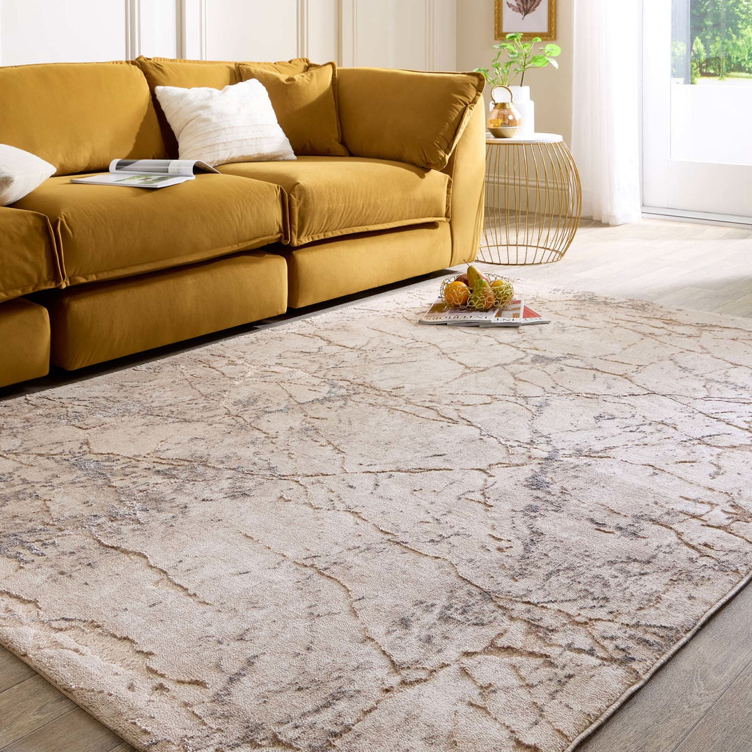 Origins Calacatta Earth Marble Design Rug - beUNIQ - Calacatta Earth - 80x150 - cream and greige rug