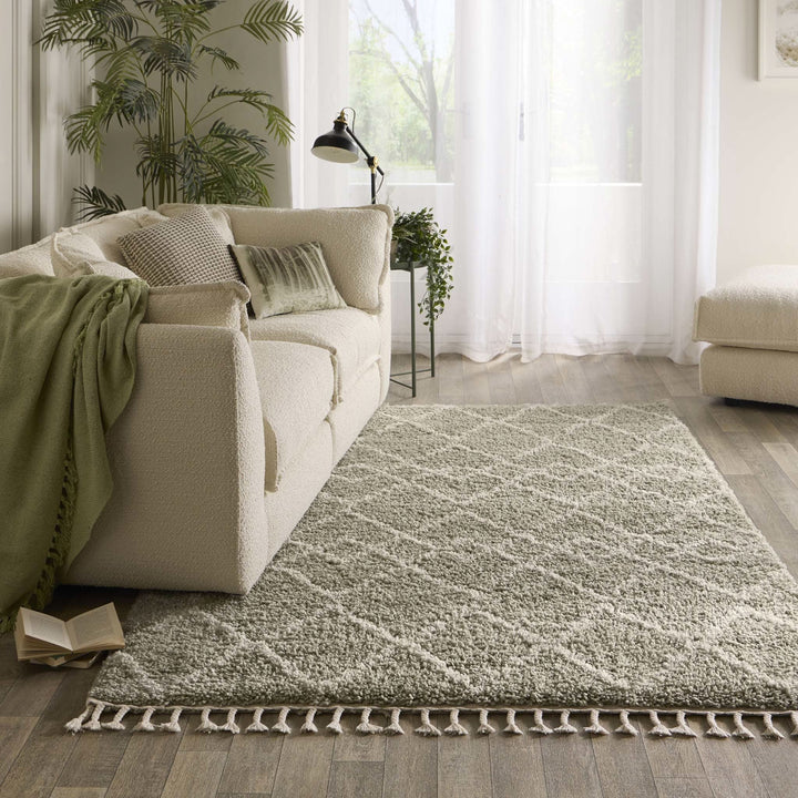 Origins Casablanca Rug Layered Diamond Pattern Eucalyptus Green - beUNIQ - Created by Product Upload - 80x150 - Easy care rug