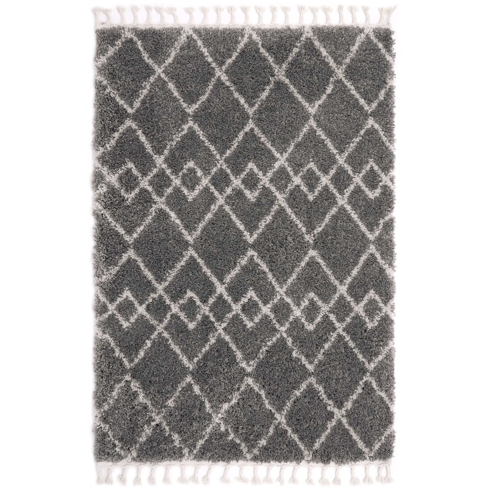 Origins Casablanca Rug Ivory Diamond Pattern Soft Grey - beUNIQ - Created by Product Upload - 80x150 - geometric pattern rug