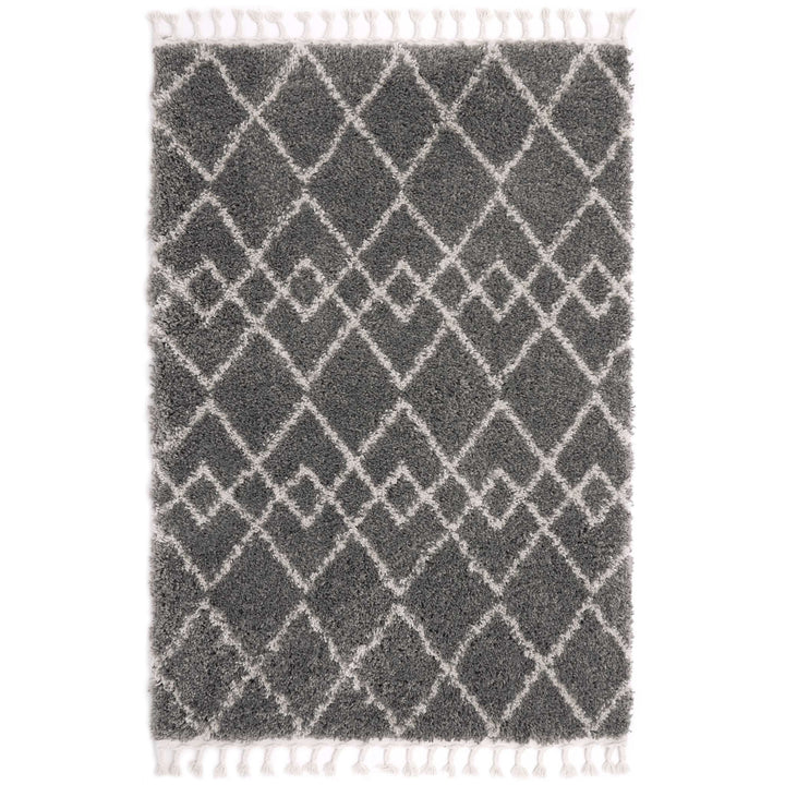 Origins Casablanca Rug Ivory Diamond Pattern Soft Grey - beUNIQ - Created by Product Upload - 80x150 - geometric pattern rug