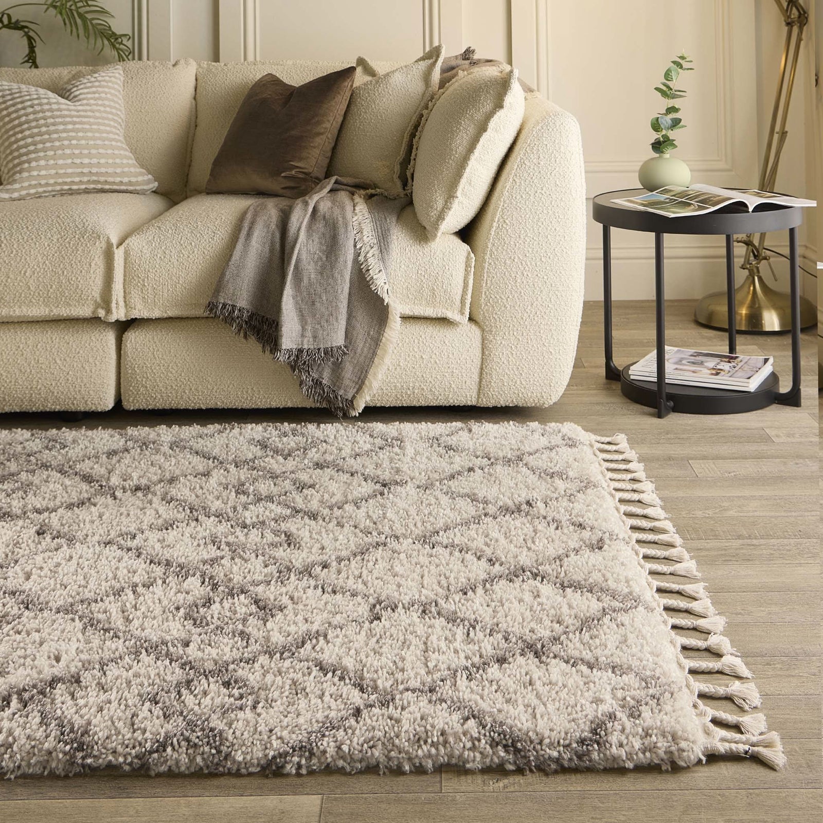 Origins Casablanca Ivory Light Brown Rug Patterned Diamond Design - beUNIQ - Created by Product Upload - 80x150 - diamond pattern rug