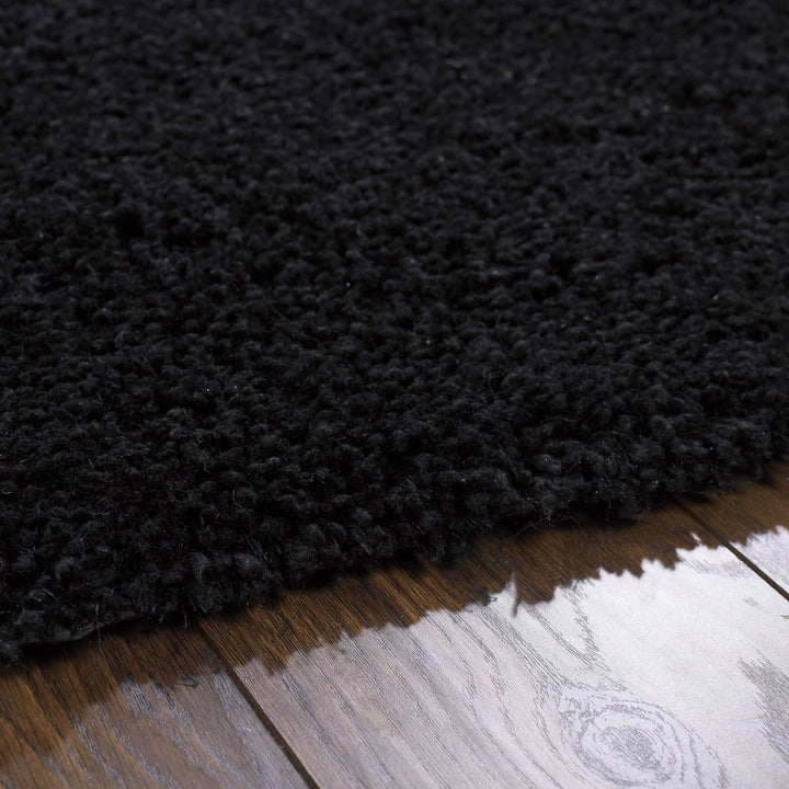 Origins Chicago Black Shaggy Rug Soft Hand Tufted Polyester - beUNIQ - Bedroom Rug - 133x133 - Black Shaggy Rug