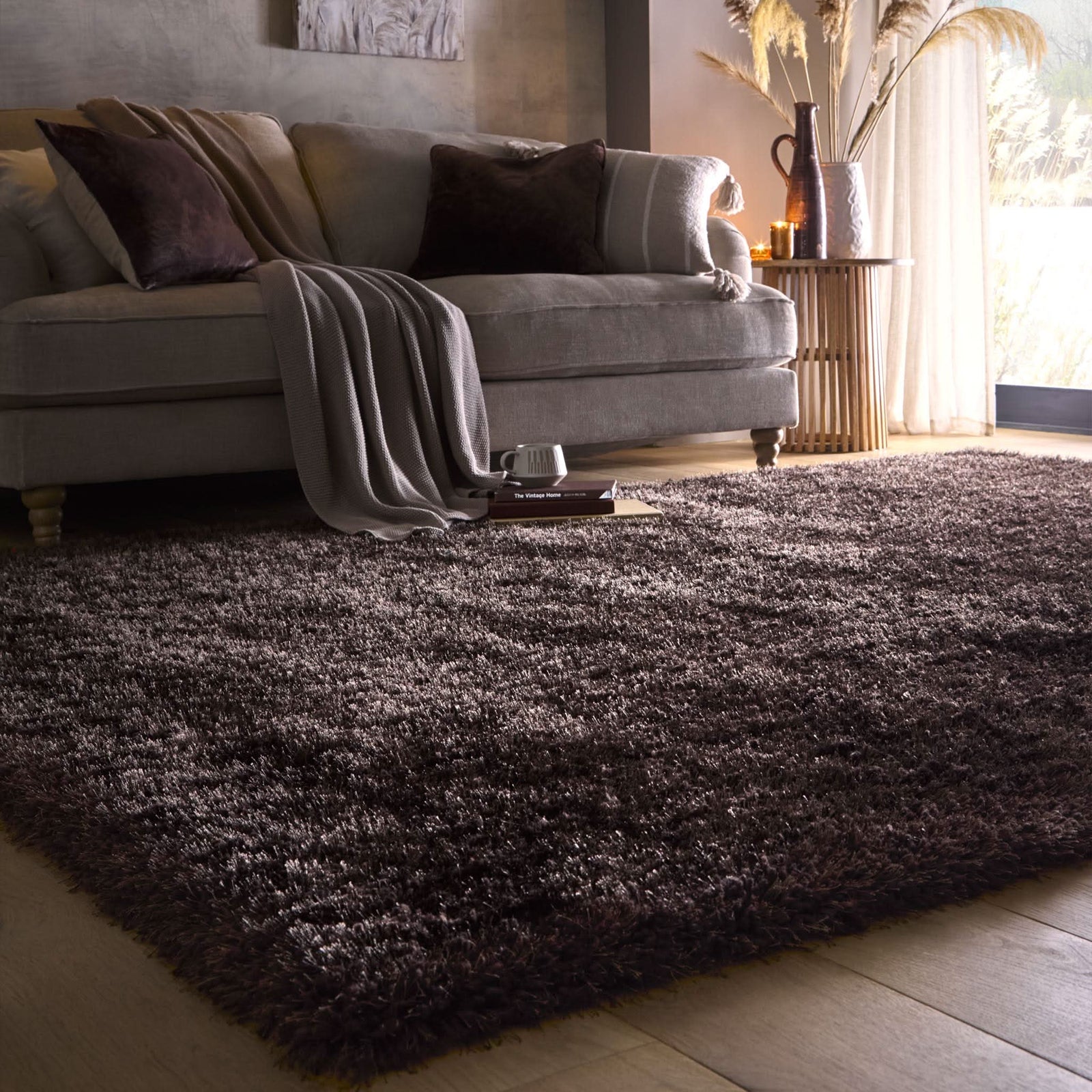 Origins Chicago Chocolate Hand - Tufted Shaggy Pile Soft Area Rug - beUNIQ - Chocolate Shaggy Rug - 090x150 - Created by Product Upload