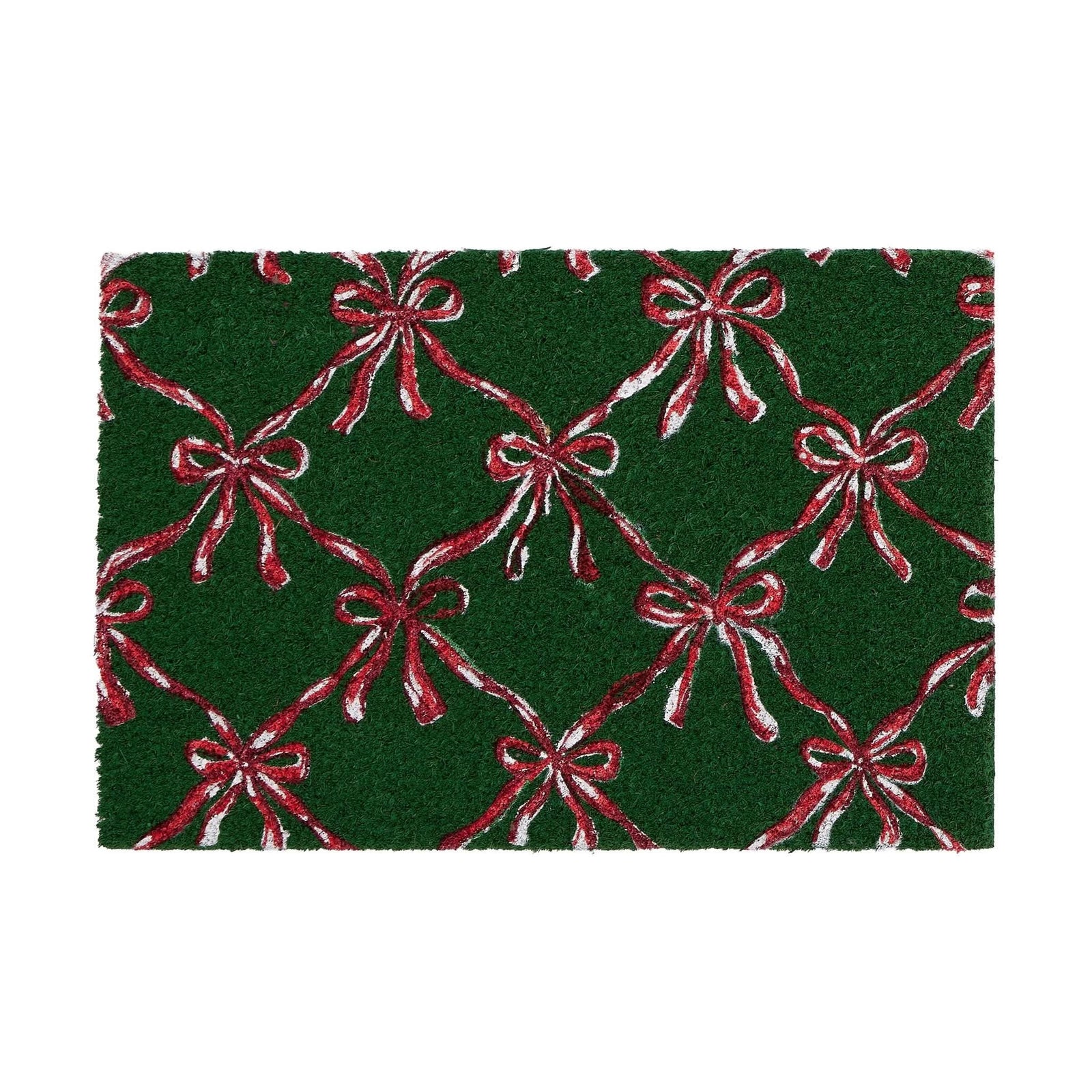 Phoenox Textiles Festive Bows Natural Coir Doormat 40x60cm Green - beUNIQ - 40x60cm Doormat - Christmas Doormat