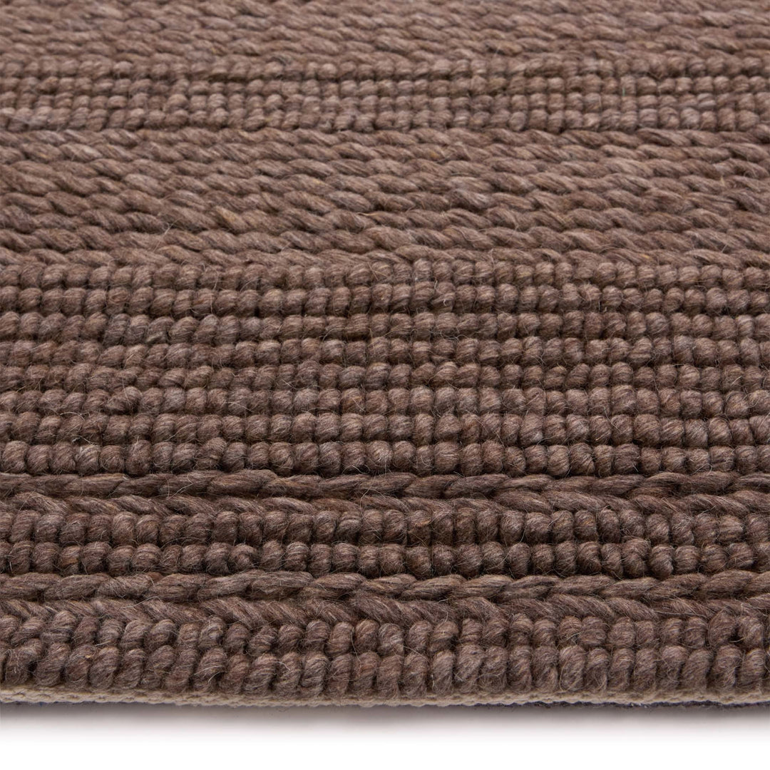 Origins Chunky Knit Wool Rug Brown Hand Woven Textured - beUNIQ - Brown Wool Rug - 080X150 - Chunky Wool Rug