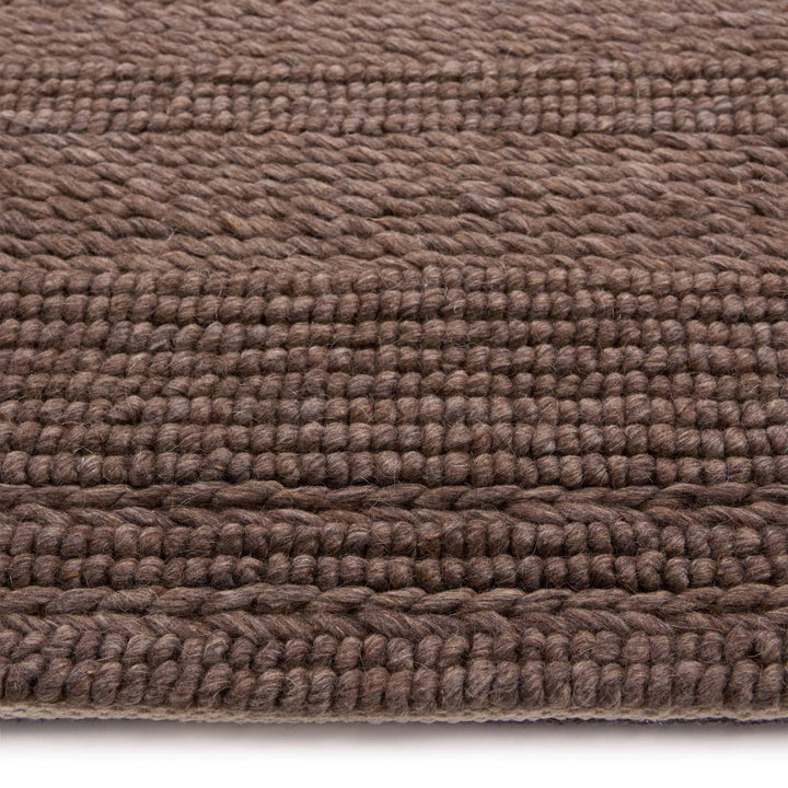 Origins Chunky Knit Wool Rug Brown Hand Woven Textured - beUNIQ - Brown Wool Rug - 080X150 - Chunky Wool Rug