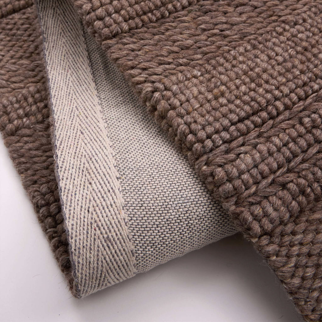 Origins Chunky Knit Wool Rug Brown Hand Woven Textured - beUNIQ - Brown Wool Rug - 080X150 - Chunky Wool Rug