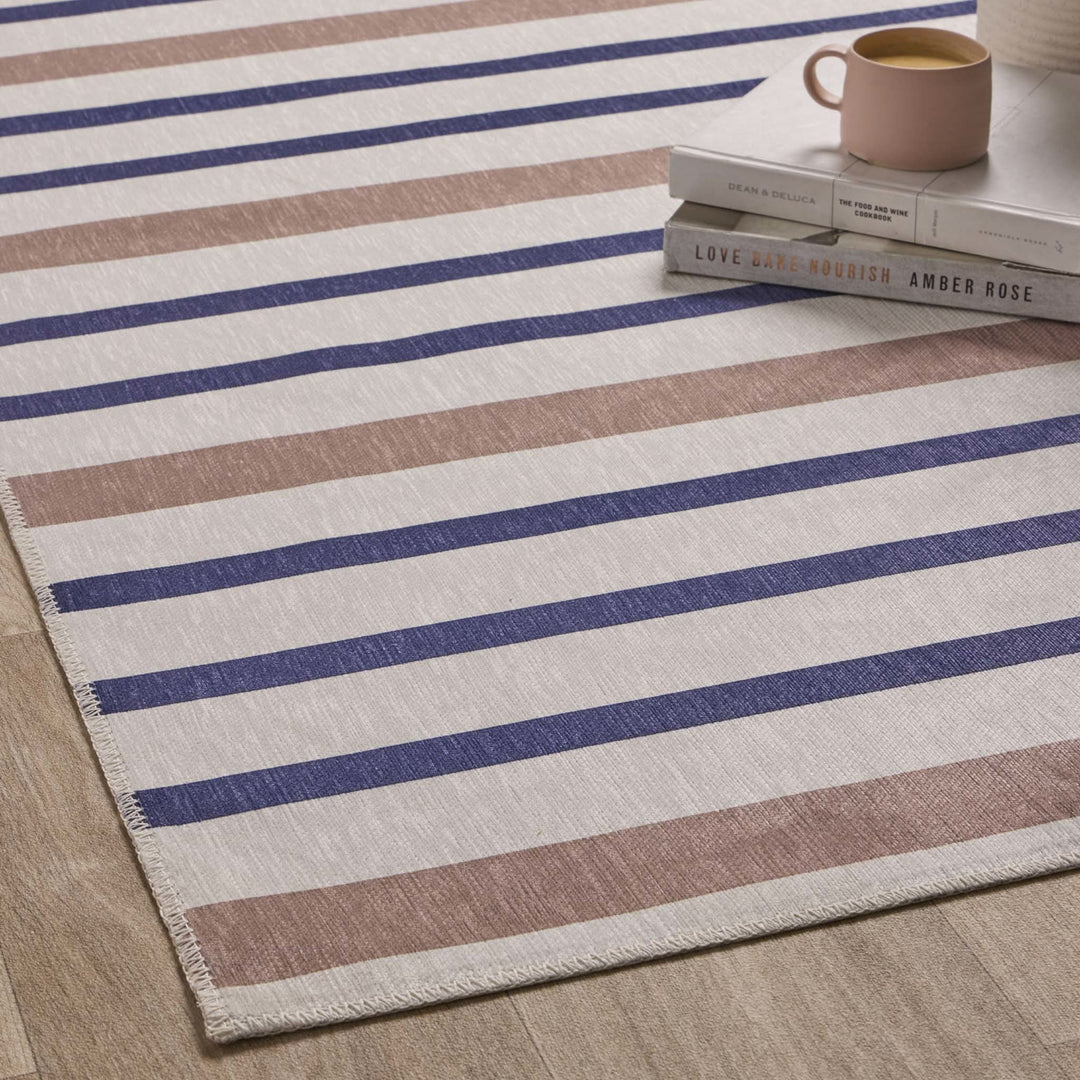 Origins Washable Coastal Stripe Rug Non - Slip Chenille - beUNIQ - coastal stripe rug - 67x200 - Created by Product Upload