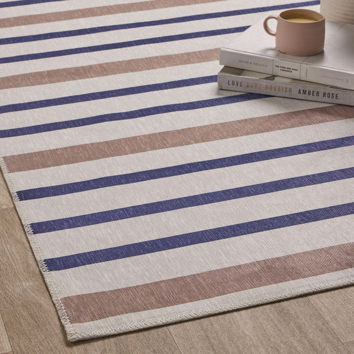 Origins Washable Coastal Stripe Rug Non - Slip Chenille - beUNIQ - coastal stripe rug - 67x200 - Created by Product Upload
