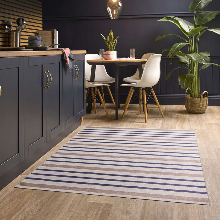 Origins Washable Coastal Stripe Rug Non - Slip Chenille - beUNIQ - coastal stripe rug - 80x150 - Created by Product Upload
