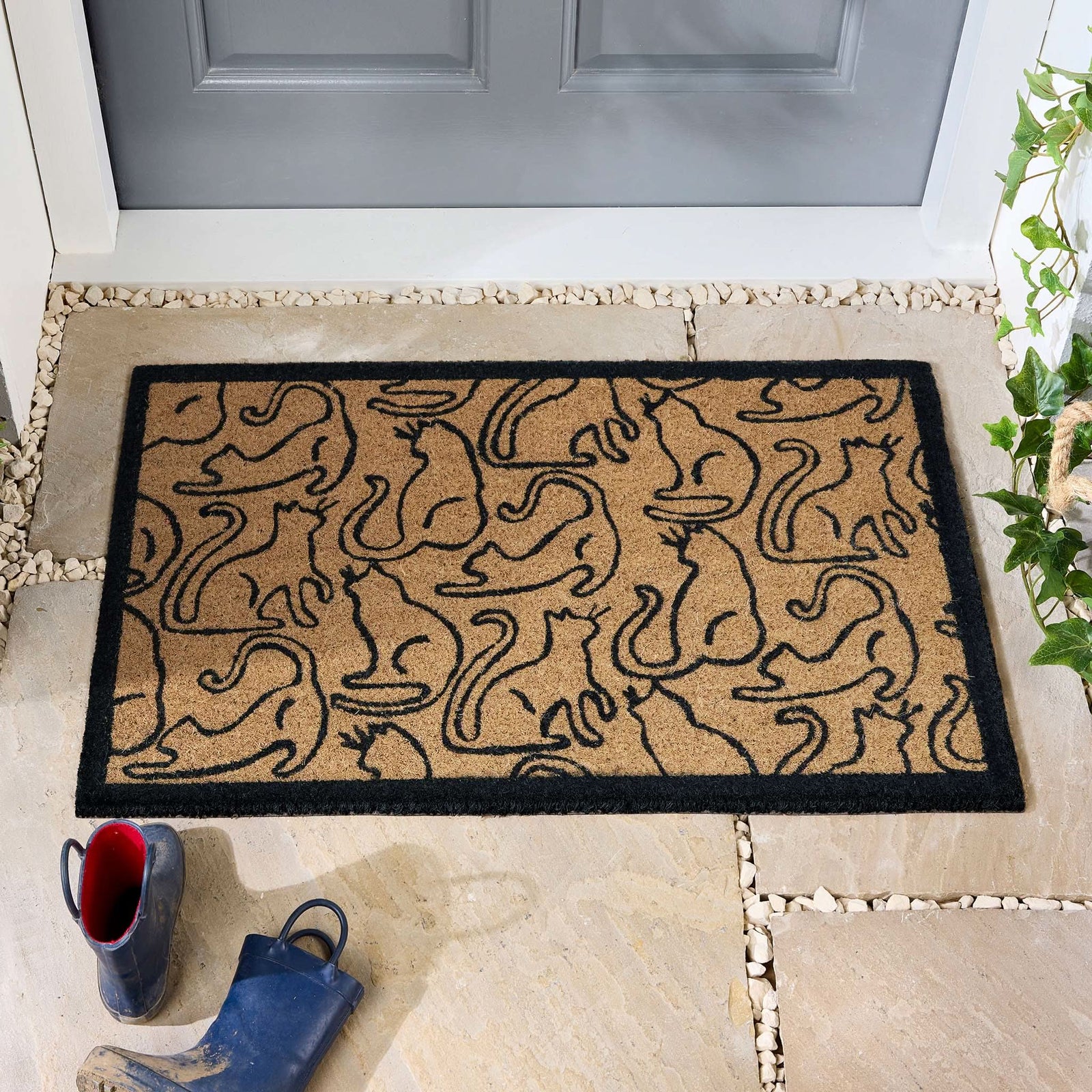 My Mat Coir Door Mat Outline Cats 45x75cm - beUNIQ - cat design mat - coir mat