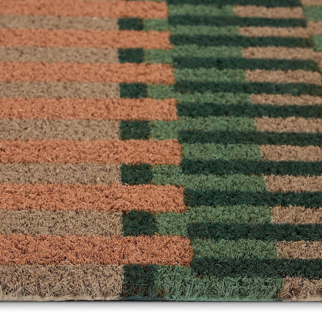 My Mat Pastel Broken Stripe Coir Doormat 45x75cm Pink Green - beUNIQ - 45x75cm doormat - coir doormat