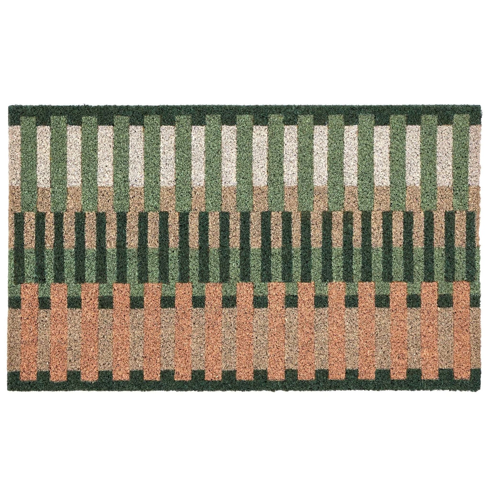 My Mat Pastel Broken Stripe Coir Doormat 45x75cm Pink Green - beUNIQ - 45x75cm doormat - coir doormat