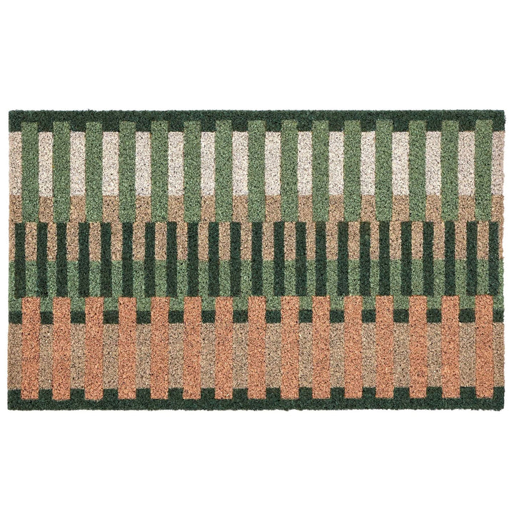 My Mat Pastel Broken Stripe Coir Doormat 45x75cm Pink Green - beUNIQ - 45x75cm doormat - coir doormat
